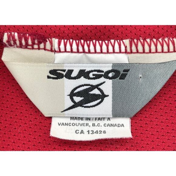 Sugoi Cycling Shirt Mens M Red Gray Technifine Mesh Half Zip Pullover Pockets - Picture 9 of 11